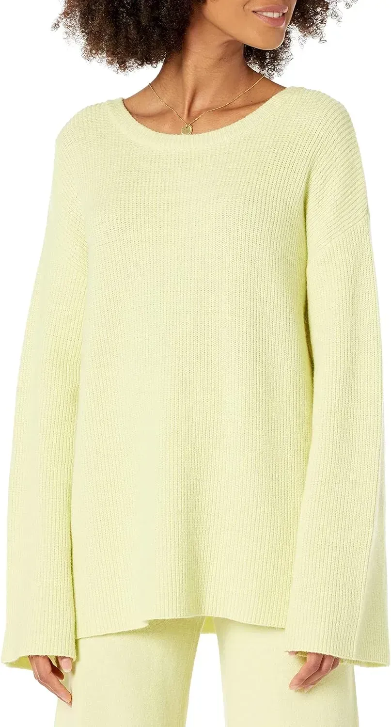 Women's Alice Crewneck Back-Slit Ribbed Pullover Sweater