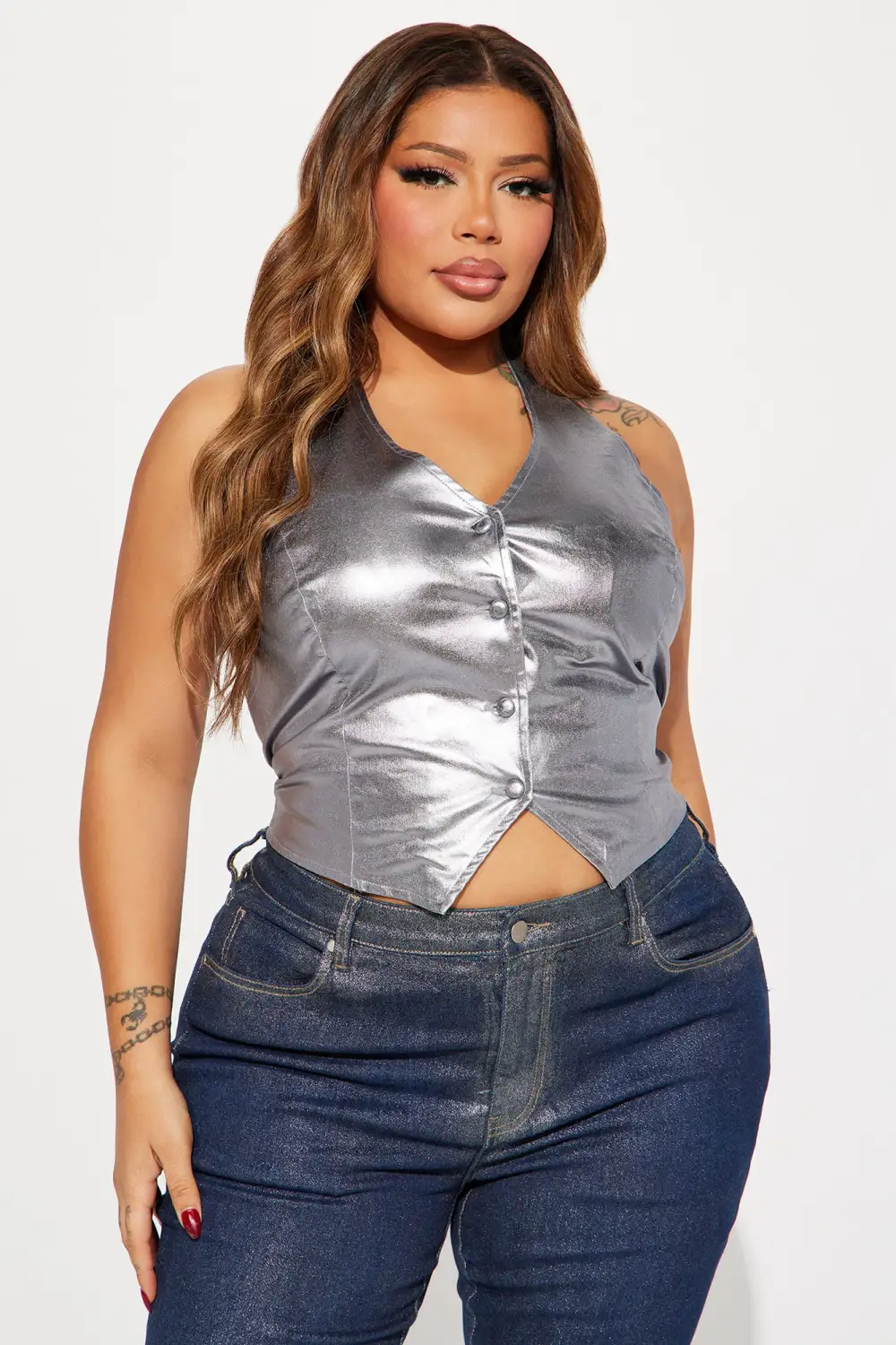 Mirrorball Metallic Vest - Silver