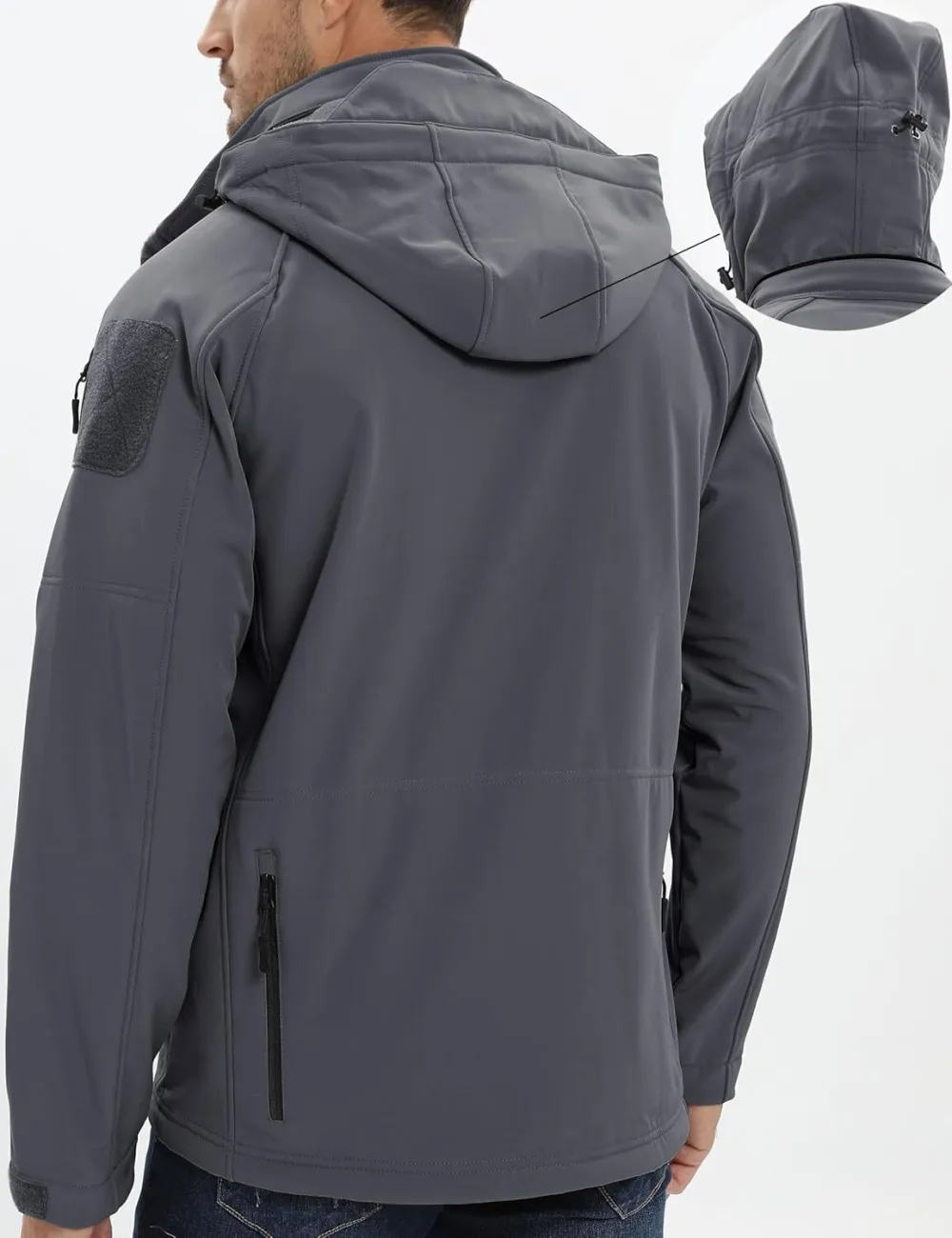 Men's Tactical Jacket 8 Pockets Water Resistant Jacket Softshell Fleece Lined Jacket Winter Coats Ski Jacket