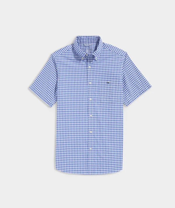 On-The-Go Nylon Short-Sleeve Gingham Shirt