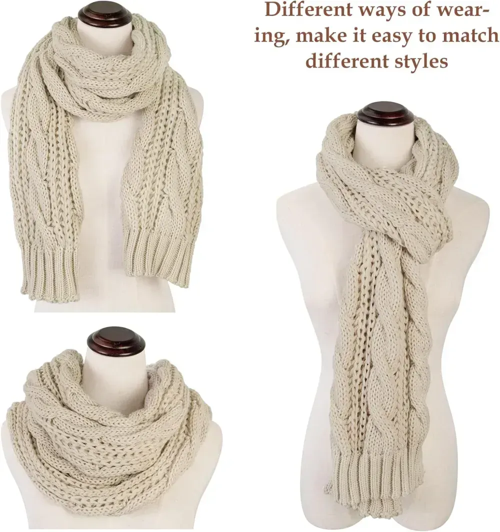 Women And Mens Winter Thick Cable Knit Wrap Chunky Long Warm Scarf