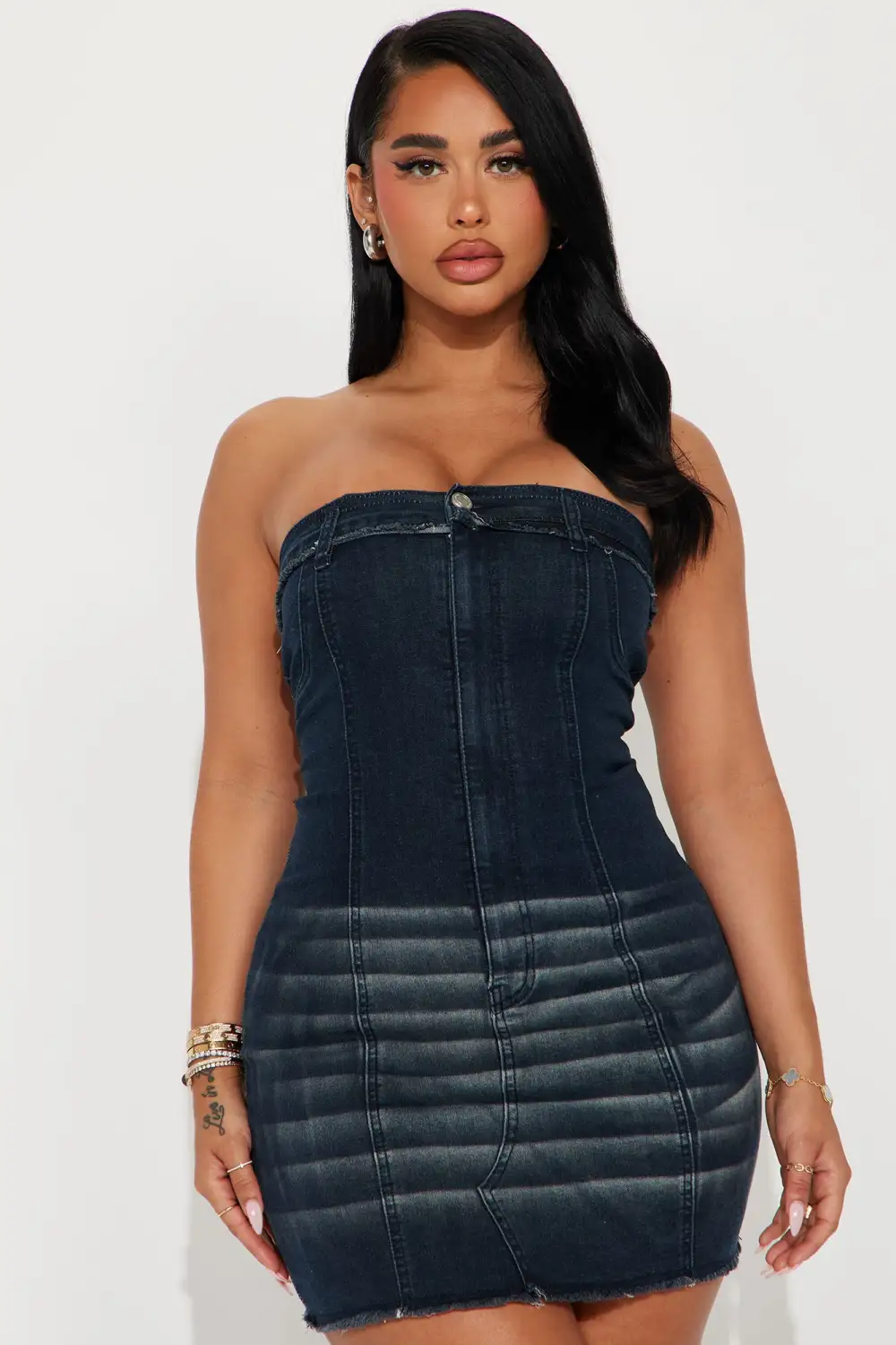 Peyton Denim Micro Mini Dress - Blue