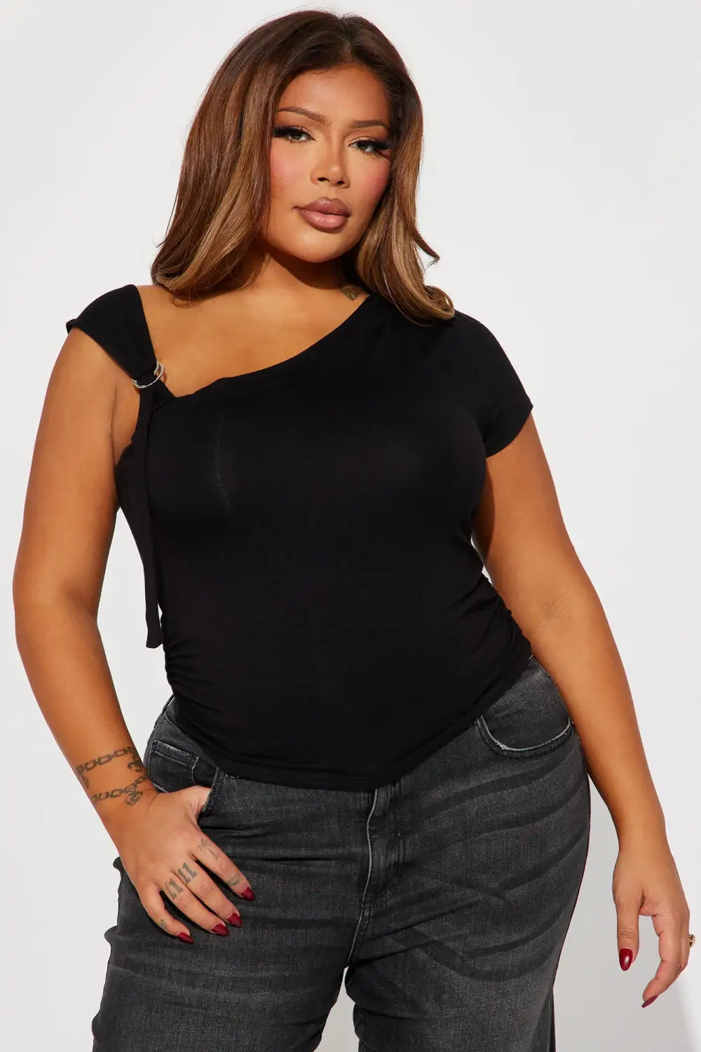 Ren One Shoulder Top - Black