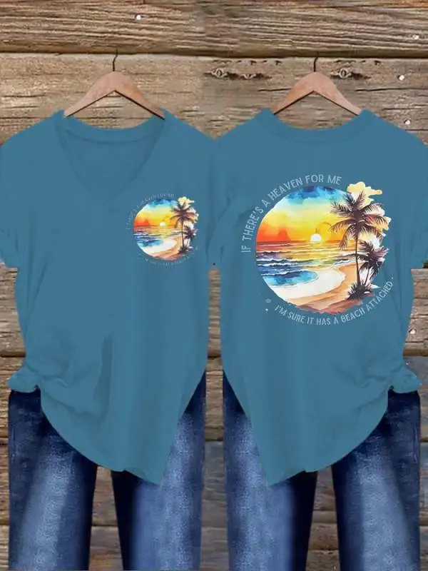 Women's If There'S A Heaven For Me I'M Sure It Has A Beach Attached T-Shirt