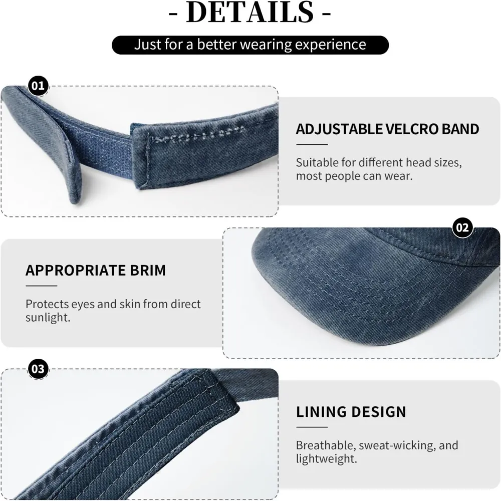 Canada 51st State Denim Visor Hat Adjustable Unisex Golf Sports Empty Top Cap