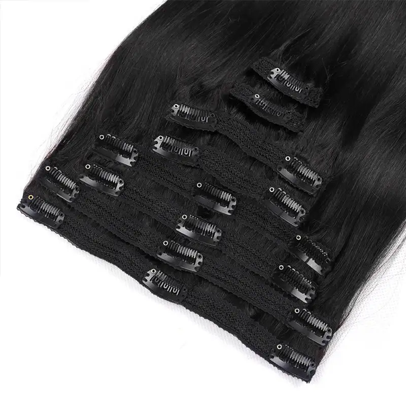 15A Double Drawn Clip In Hair Extensions Human Hair Clip Ins 120g 8pcs With 18 Clips