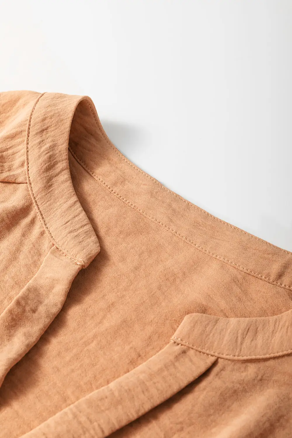 Smocked Shirred V-Neck Blouse