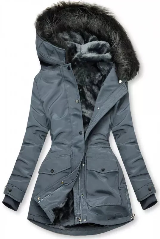 Winter parka, plush lining grey
