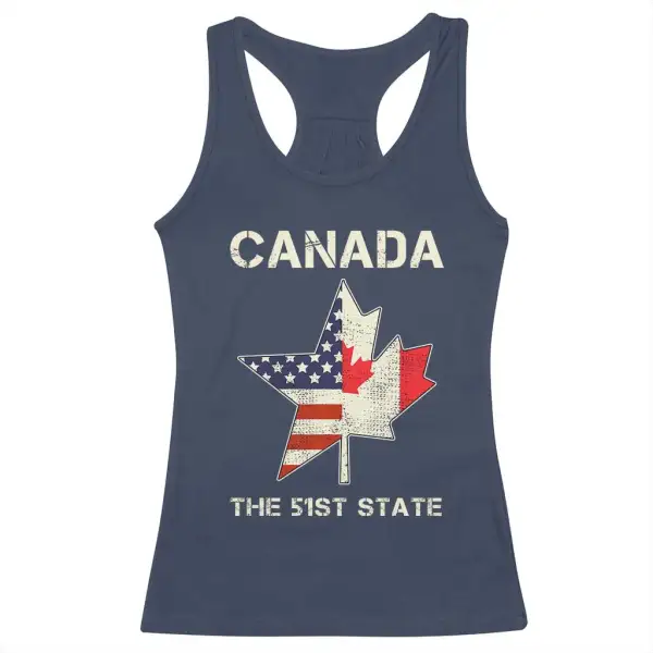 Canada The 51st State Racerback Tank Top Maple Canadian American Flag TS09