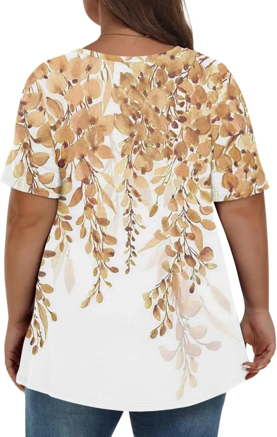 Plus Size Tops for Women Dressy Short Sleeve V Neck Shirts for Women Summer Tops for Women 2024 Floral Print Top