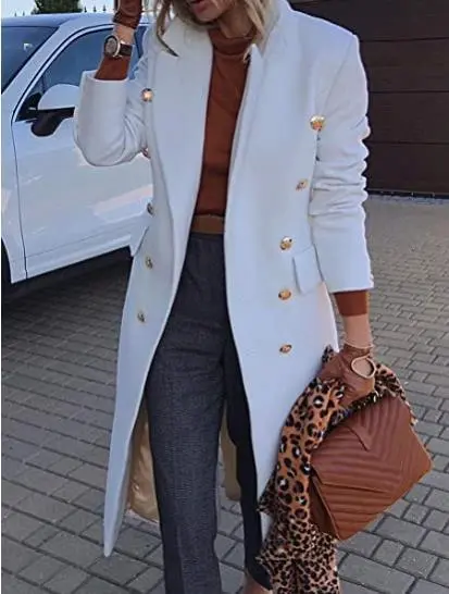 Clearance Sale - Lady'S Long Woolen Coat Multi-Button Woolen Coat