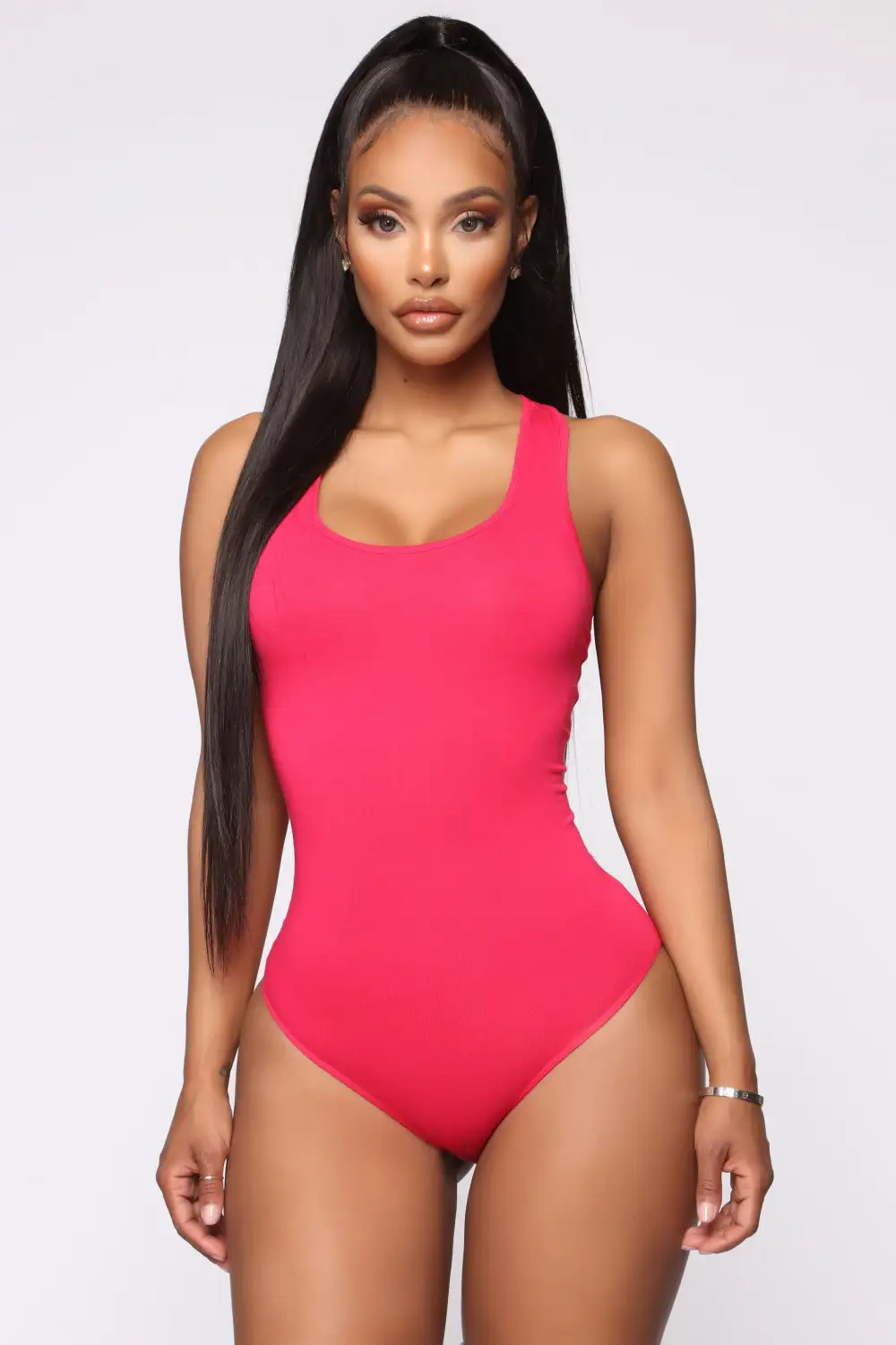 Davina Basic Tank Bodysuit - Fuchsia