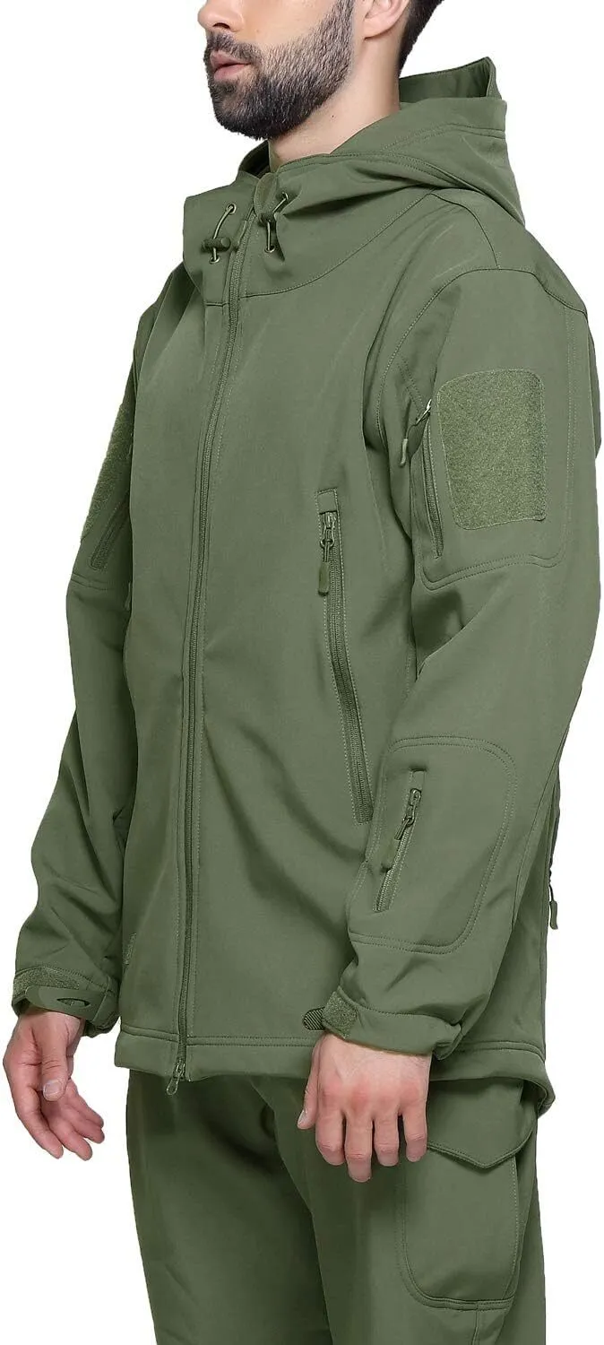 Men's Military Tactical Jackets Softshell Winter Warm Fleece Hooded Coat Outdoor Hiking Hunting Jacket