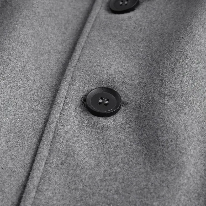 Men's Solid Color Woolen Long Coat