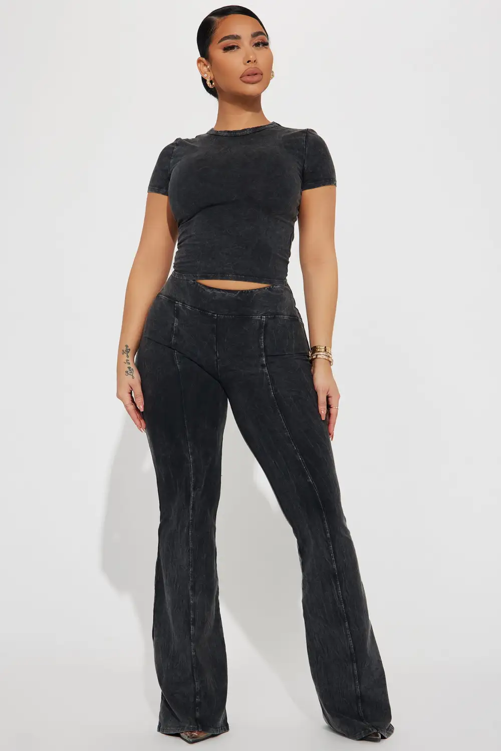 Hear Me Out Mineral Wash Pant Set - Black