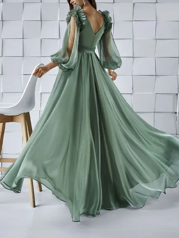 Elegant sexy bubble sleeve temperament women's dress