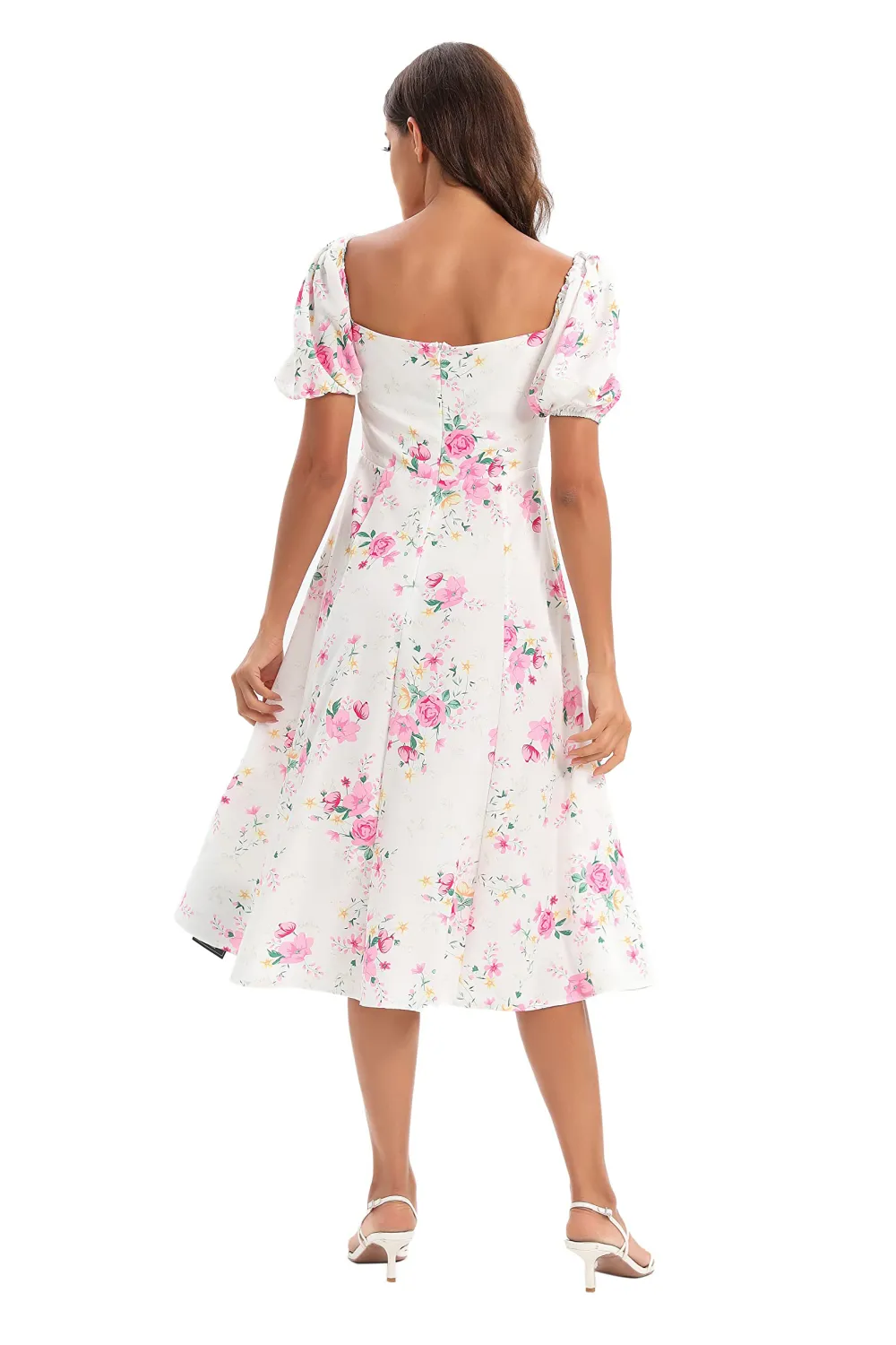 EREEGIAN Womens Square Neck Floral Dress