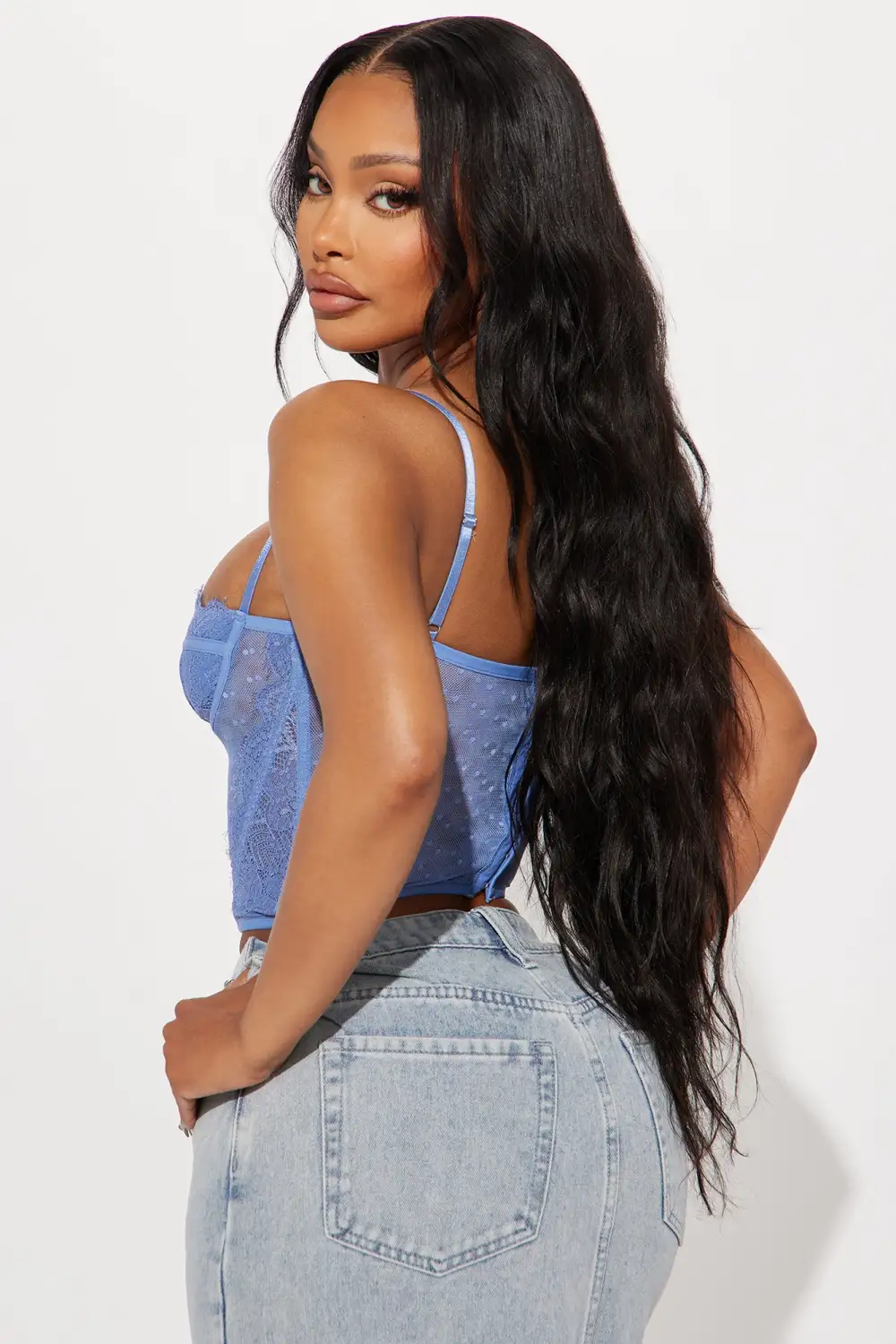 Aurora Lace Corset Top - Blue