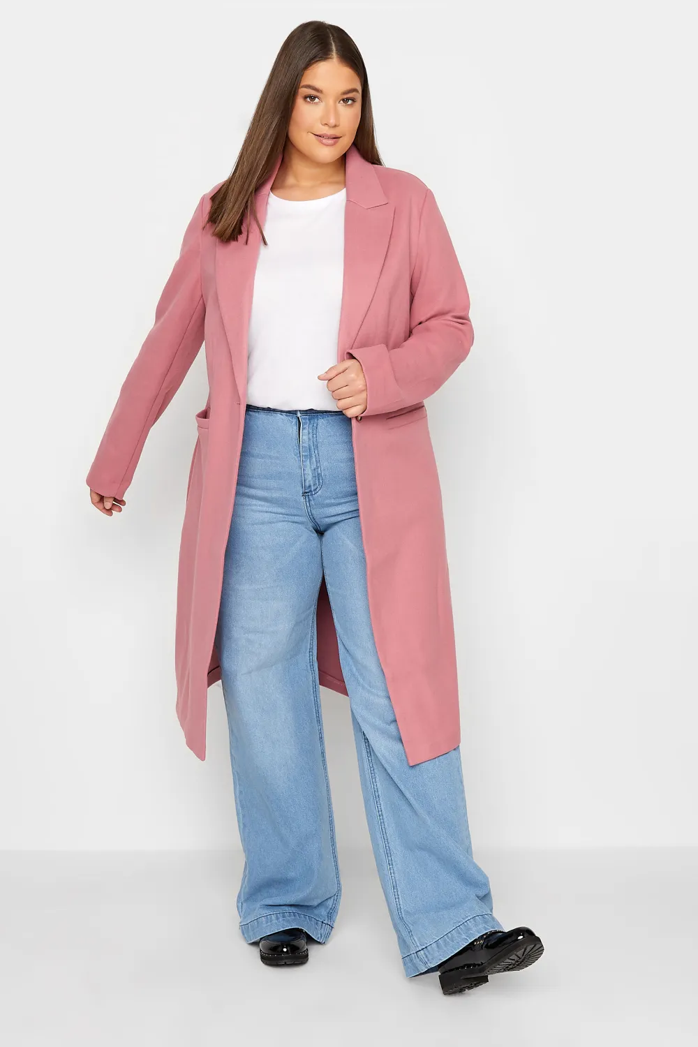 LTS Tall Blush Pink Midi Formal Coat