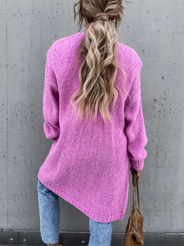 Solid Color Comfy Loose Sweater Cardigan