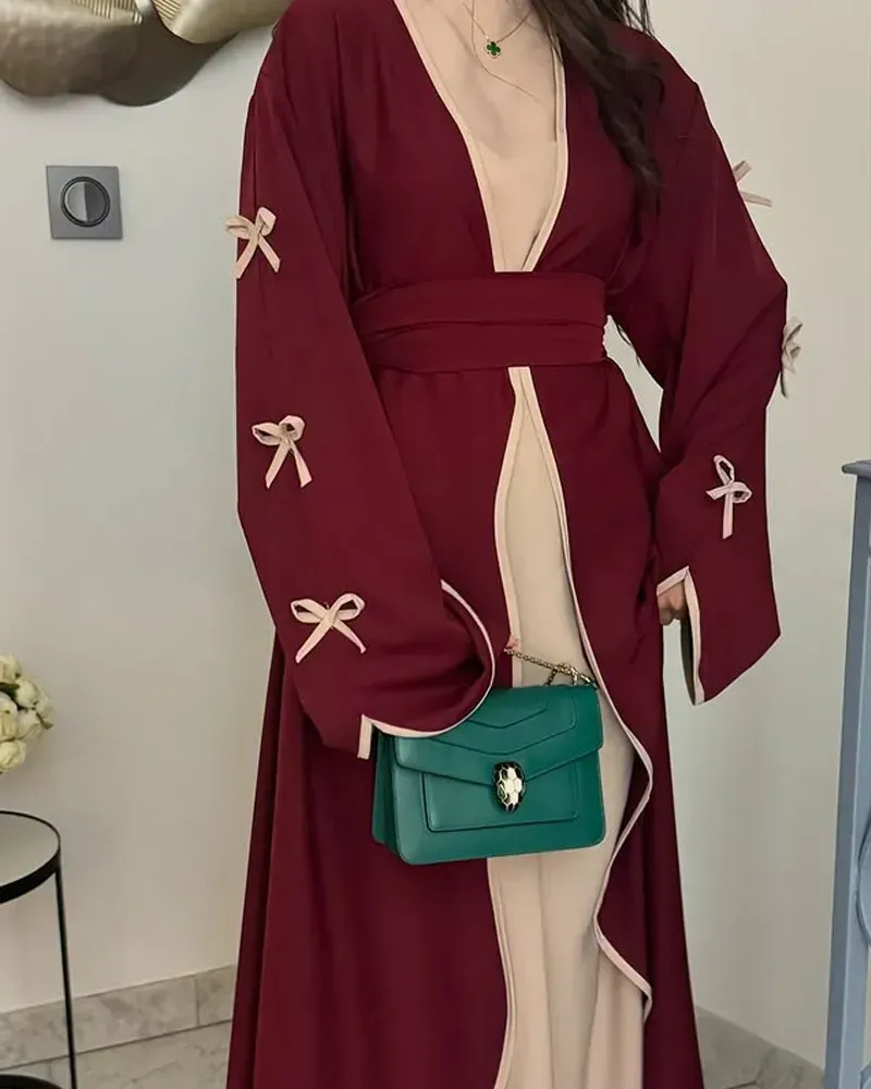 Elegant Bow Cardigan & Dress Two-Piece Set