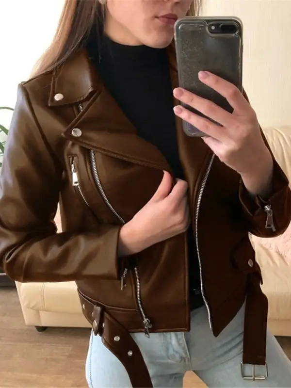 Slim Fit Motorcycle PU leather Jacket