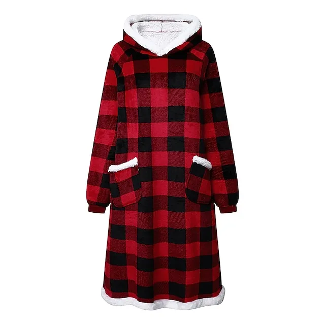 Oversized Wearable Blanket Christmas Flannel Thick Soft Warm Long Hoodie Blanket Big Hooded Sweatshirt Hoodie Blanket for Adults Women Girls Teenagers Teens Men Black