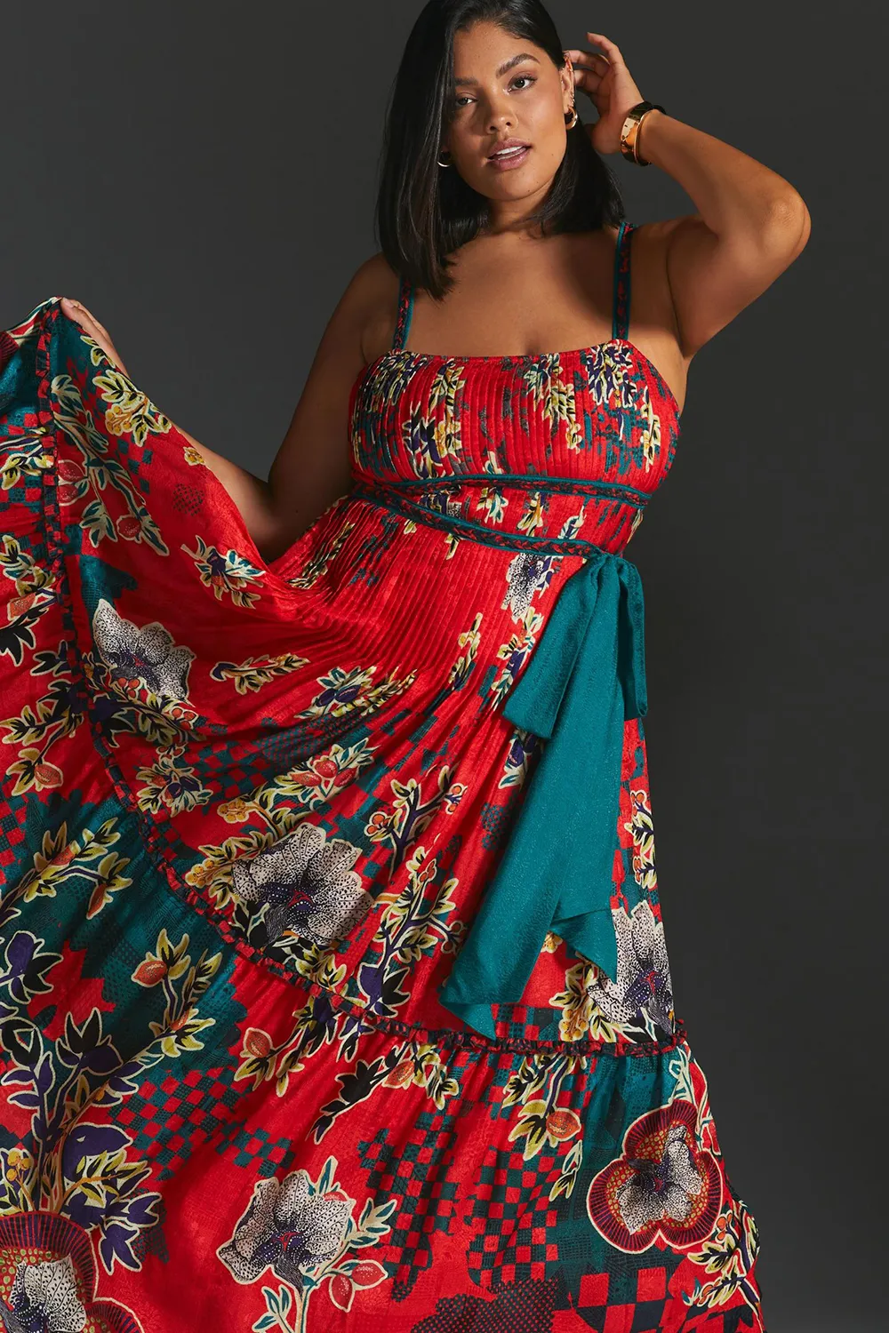 Bhanuni by Jyoti Pleated Floral Midi Dress