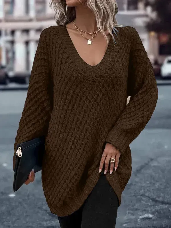 Solid Drop Shoulder Cotton Oversized Sweater