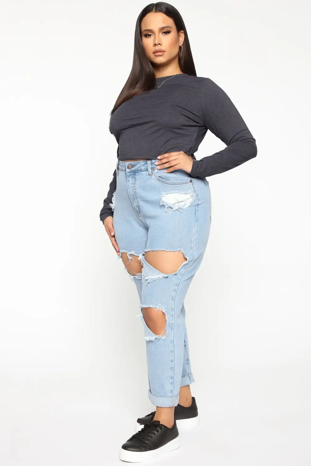 Robin Long Sleeve Top - Charcoal