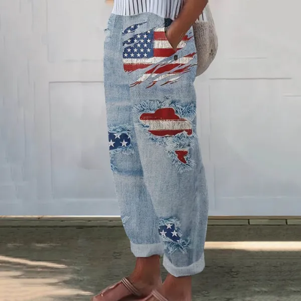 Women's Independence Day Art Print Casual Pants