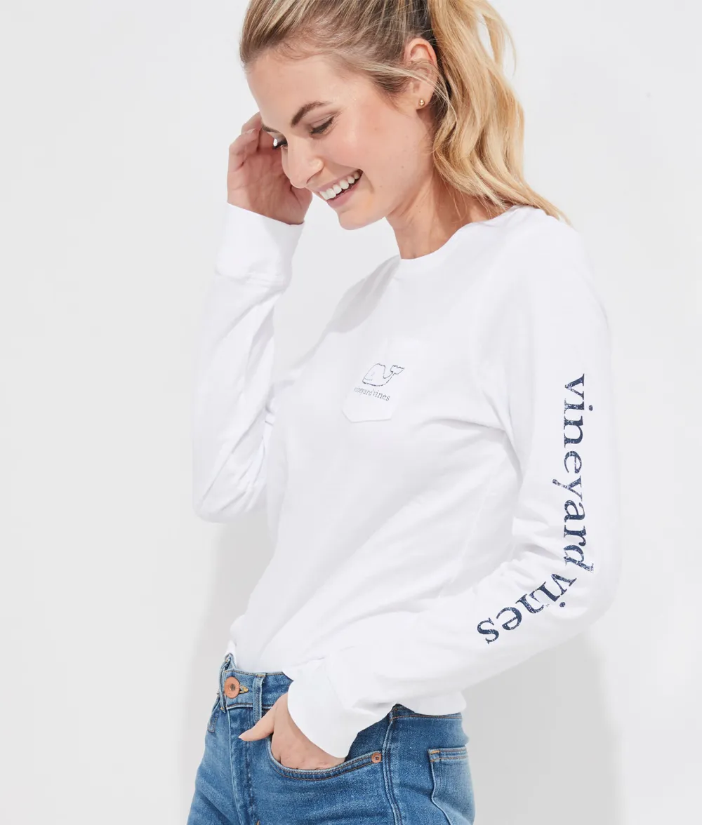 Long-Sleeve Vintage Whale Pocket Tee