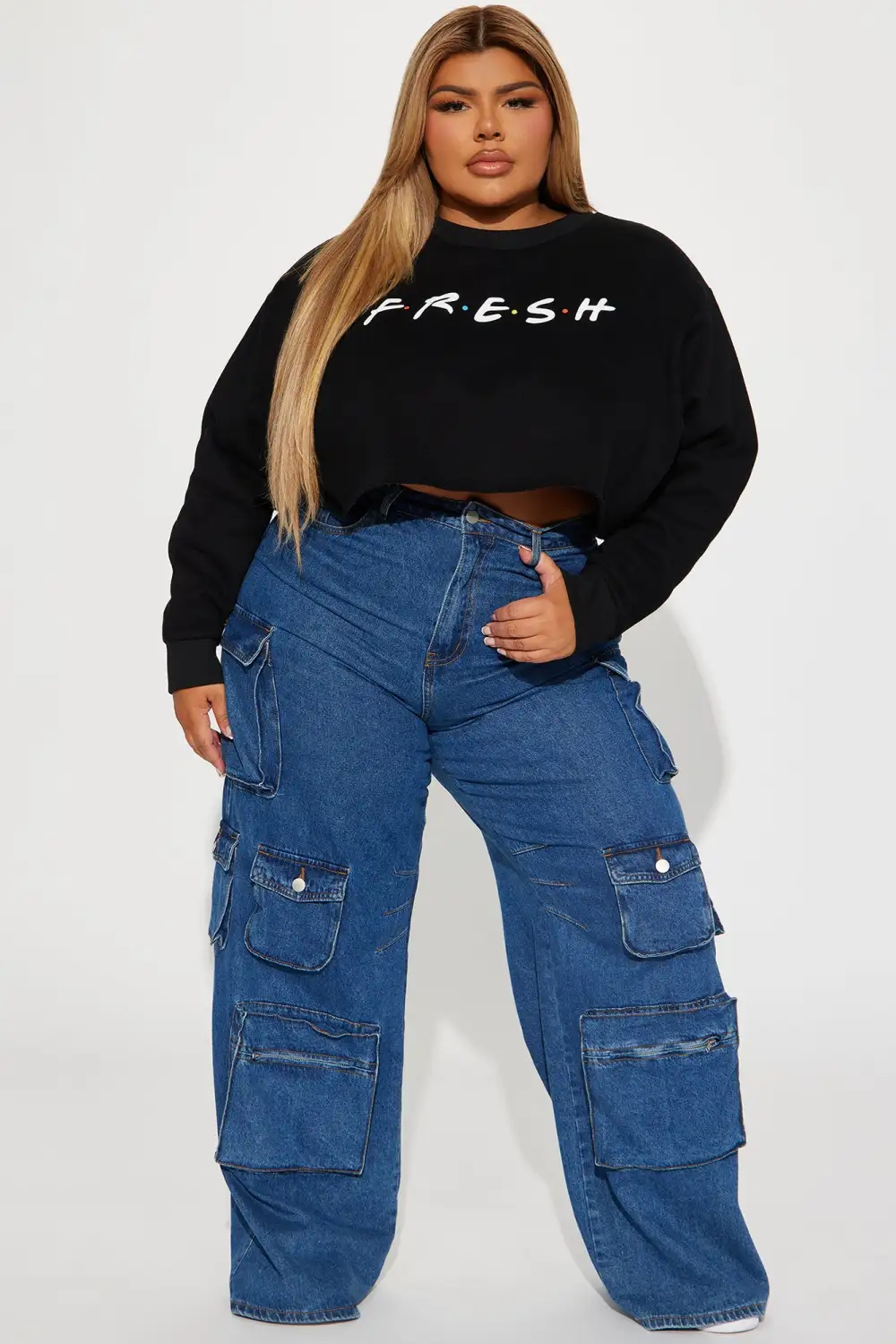 Keepin' It Fresh Cropped Sweatshirt - Black