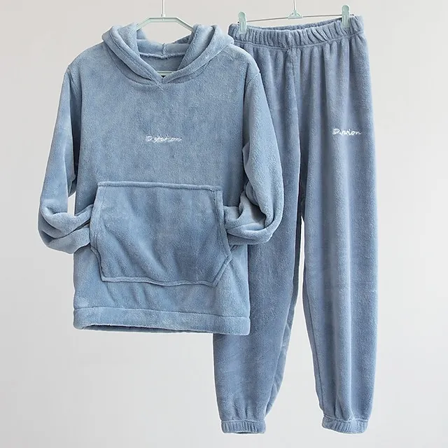 Women's Sweatshirt Tracksuit Pants Sets Solid Color Black White Pink Long Sleeve Casual Daily Basic Hooded Regular Fit Fall & Winter