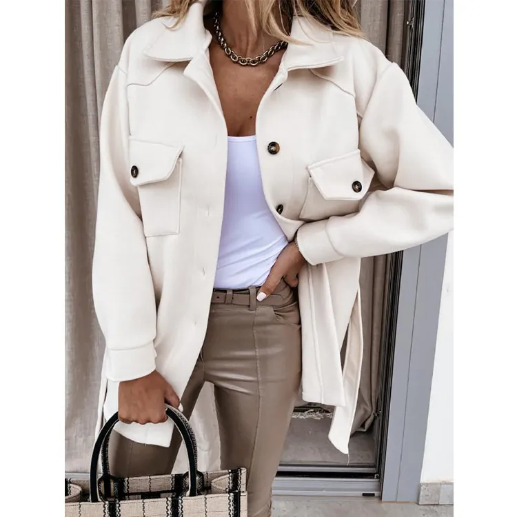 Belted pocket embellished open front jacket