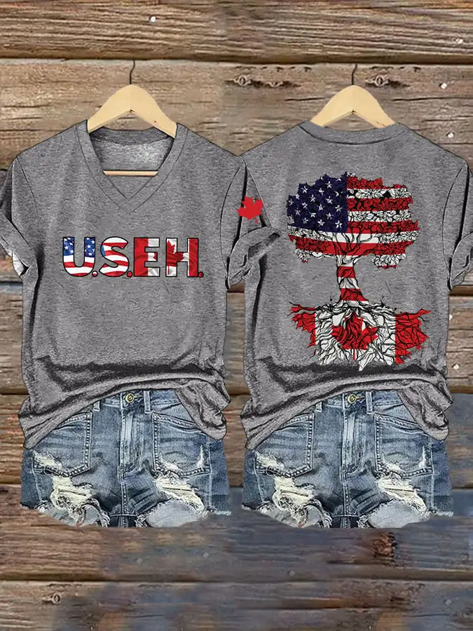 Women'S Retro USEH Print T-Shirt