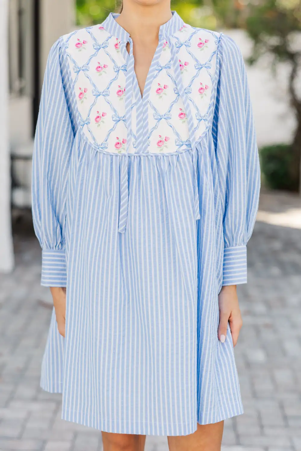 Let's See Blue Striped Dress