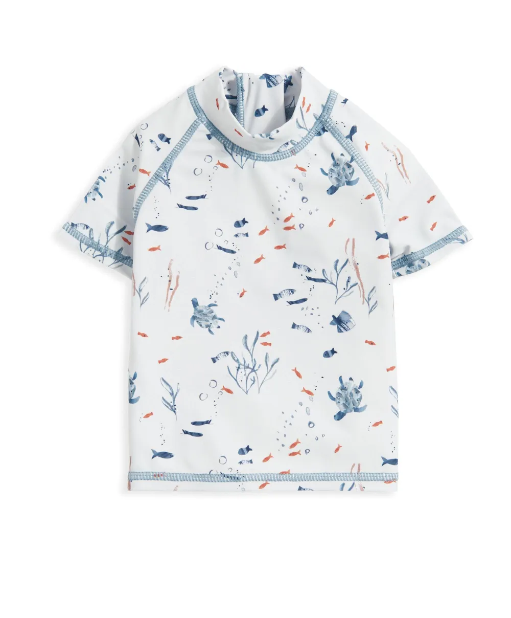 Short Sleeve Rash Top Swimwear - Blue