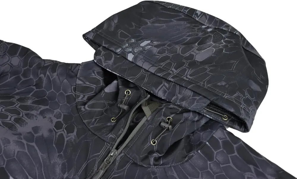 Men's Tactical Softshell Jacket Waterproof Fleece Hooded Hunting Coat