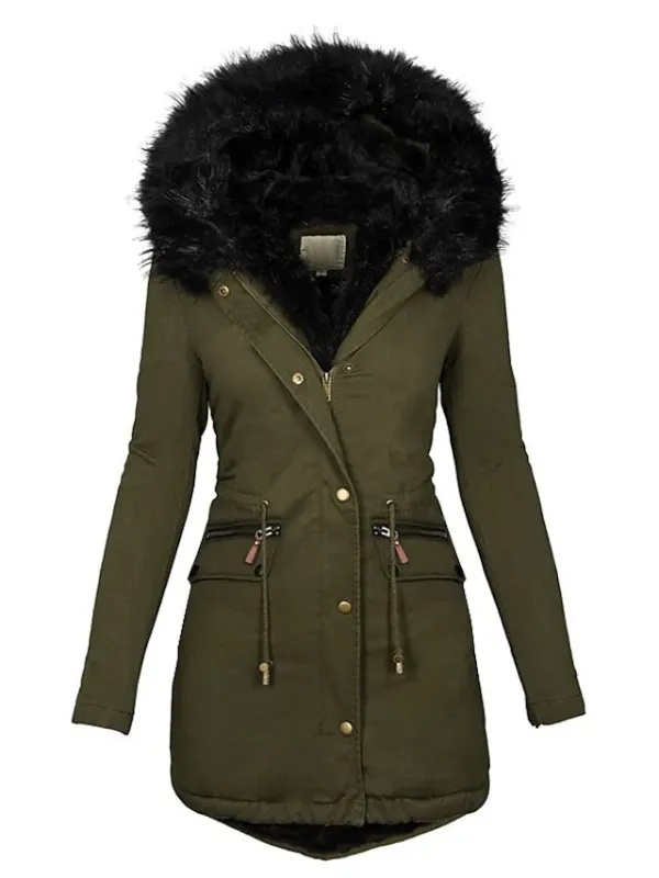 Women's Winter Coat Fleece Lined Puffer Jacket Drawstring Hooded Parka Thermal Warm Heated Jacket with Poackets Fall Long Coat Windproof