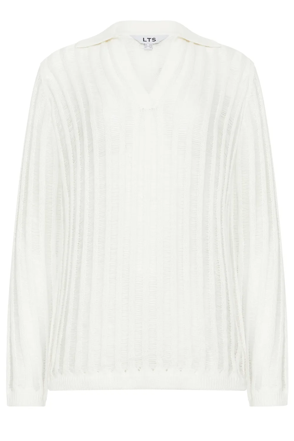 LTS Tall Ivory White Collared Crochet Jumper