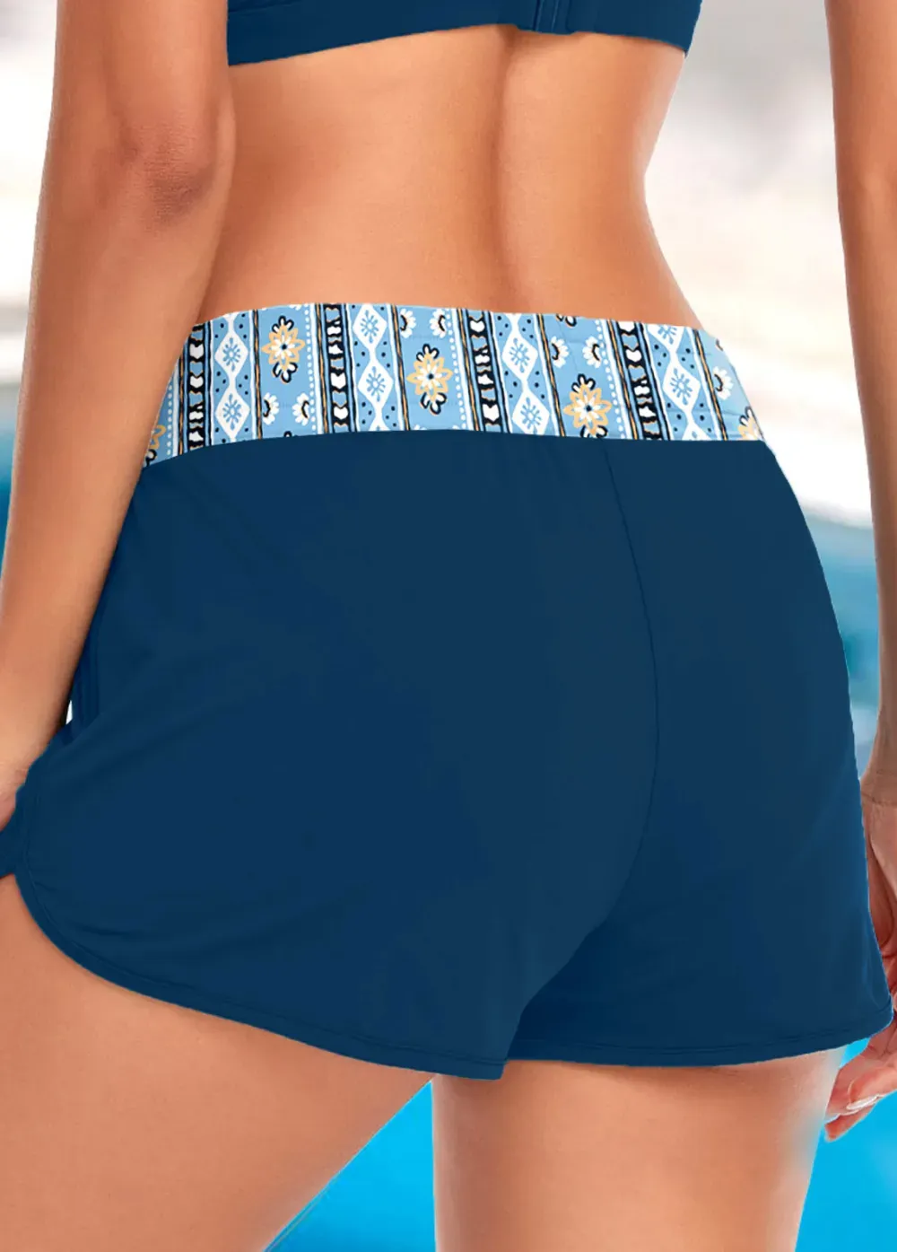 Metal Ring Tribal Print Multi Color Bikini Top