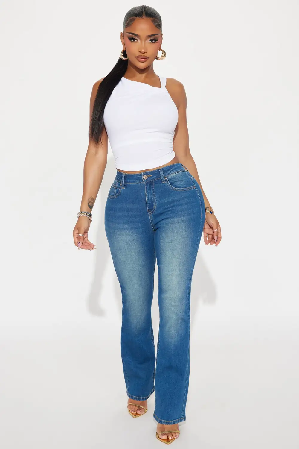 Play By My Rules Stretch Bootcut Jeans - Medium Wash