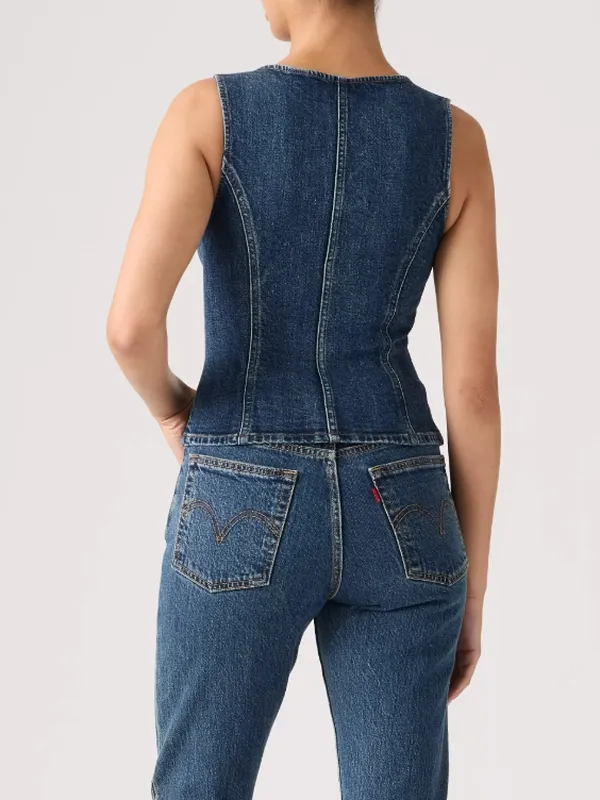 Sculpted Denim Sleeveless Top
