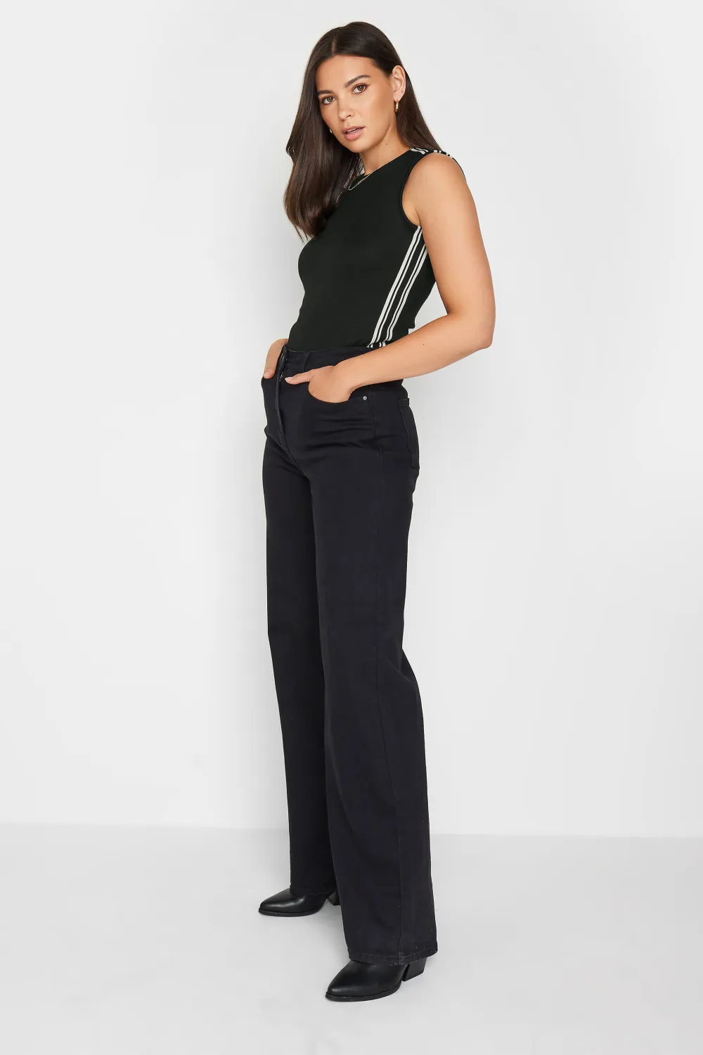 LTS Tall Black Knitted Side Stripe Vest