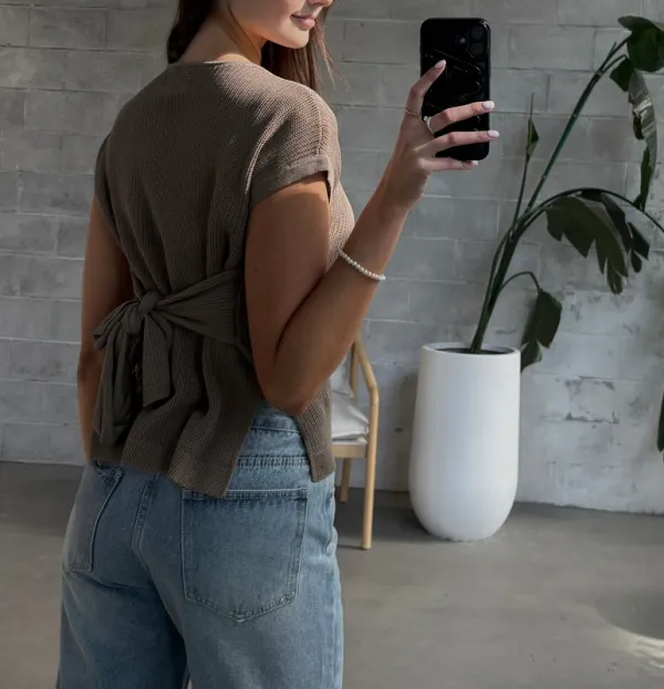 Knit Tie Back Sleeveless Top