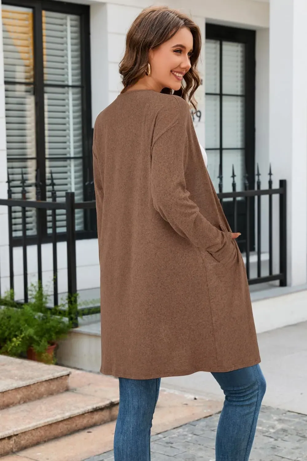 Women's Long Sleeve Lightweight Cardigan with Pockets Jacket