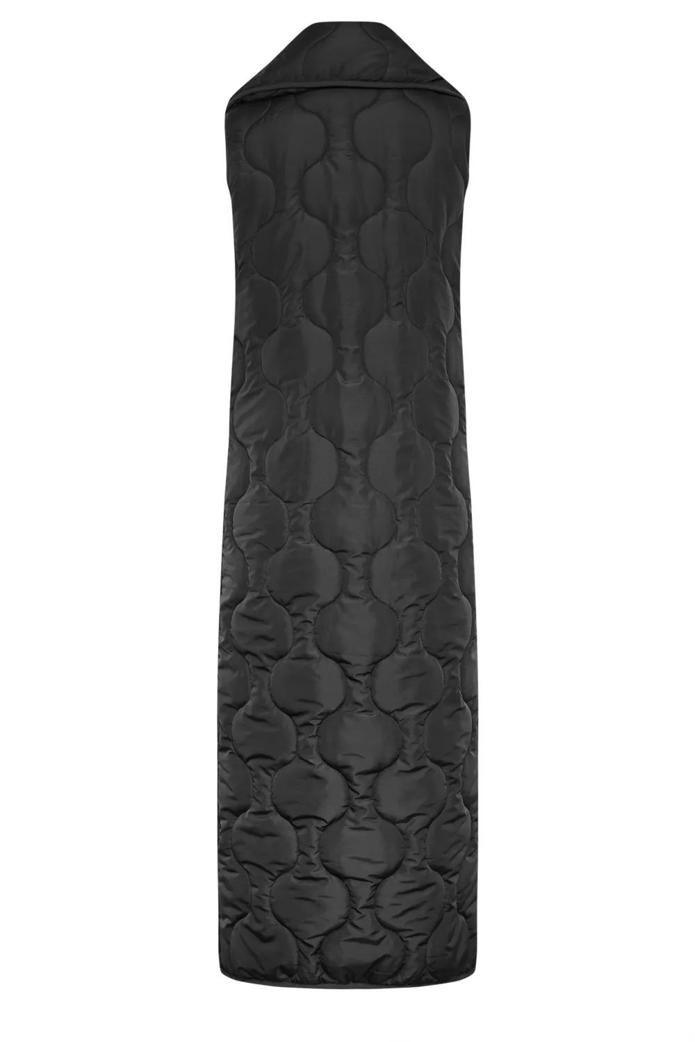 LTS Tall Black Funnel Neck Quilted Longline Gilet