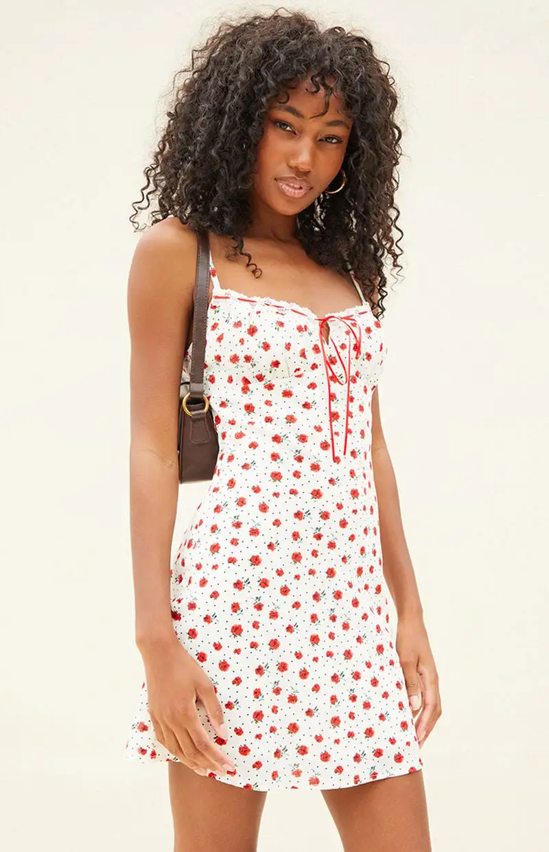 Beverly and Beck Eliza Floral Tie Front Mini Dress