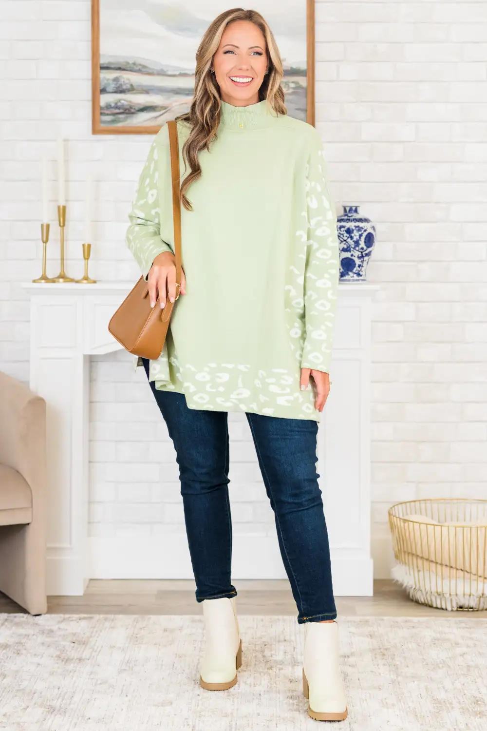 Time To Walk Away Sweater Tunic, Sage